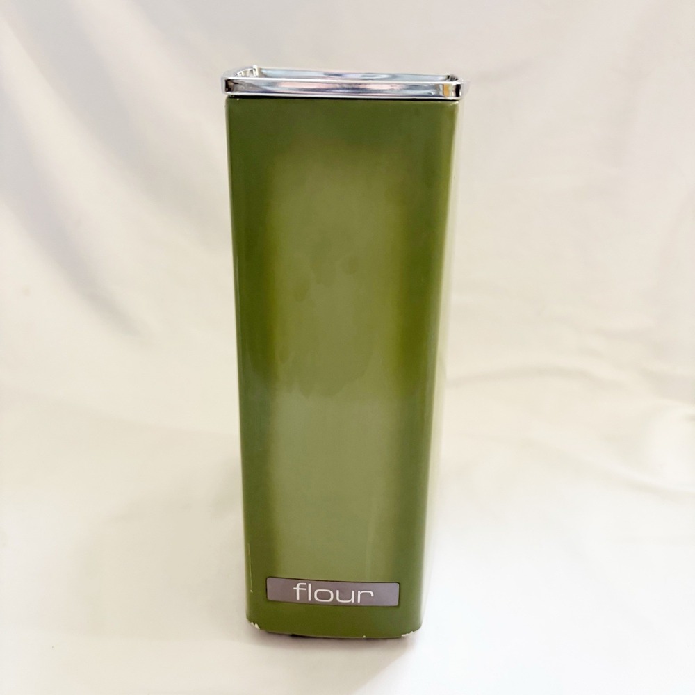 Vintage Lincoln BeautyWare Green Wedge Canister Flour MCM 70's Kitchen